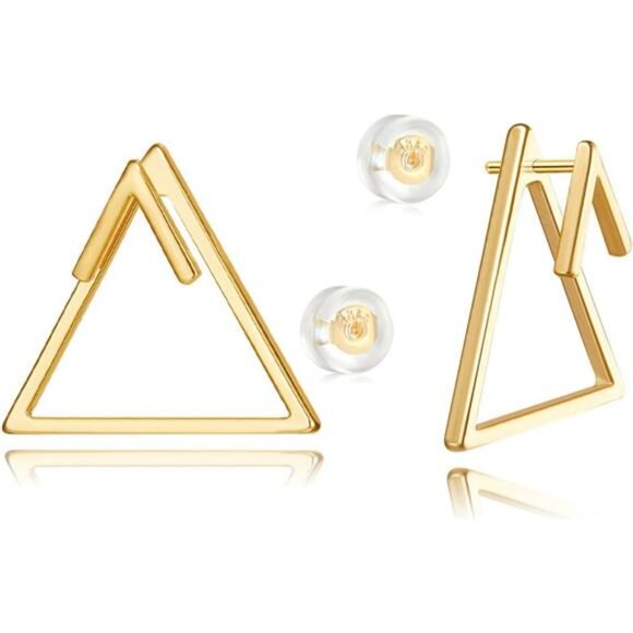 LOYATA Spike Earrings Gold Huggie Hoop Diamond Cubic Zirconia 14K Gold Plated - Picture 1 of 7
